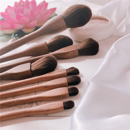 Forest Shine - Opulent Walnut Wood Makeup Brush Collection